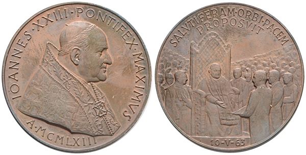 VATICANO. Giovanni XXIII (1958-1963). Medaglia 1963 "Premio Balzan" Ae; 44mm. FDC