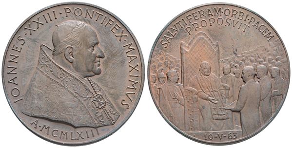 VATICANO. Giovanni XXIII (1958-1963). Medaglia 1963 "Premio Balzan" Ae; 44mm. FDC