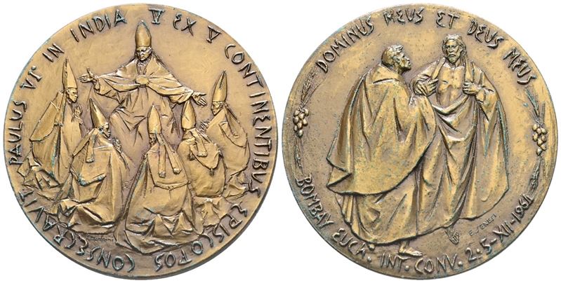 Vaticano. Paolo Vi (1963-1978). Medaglia 1964 "viaggio in India". Ae. 44mm; Fdc