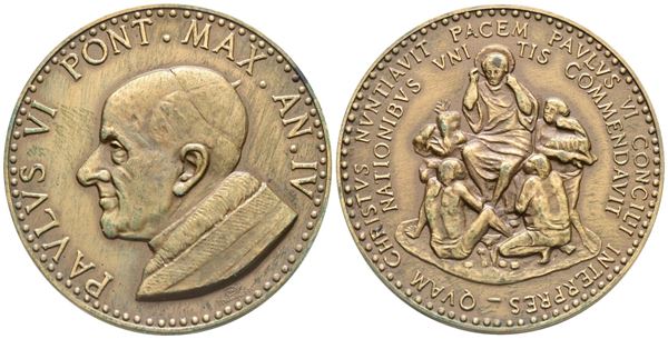VATICANO. Paolo VI (1963-1978). Medaglia 1967 "Partecipazione assemblea Nazioni Unite". Ae. 44mm; FDC