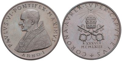 Vaticano. Paolo Vi (1963-1978). Medaglia 1963 "elezione al Pontificato". Ae. 44mm; Fdc