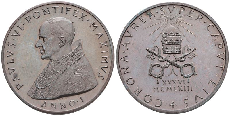 Vaticano. Paolo Vi (1963-1978). Medaglia 1963 "elezione al Pontificato". Ae. 44mm; Fdc