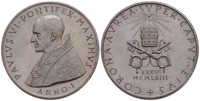 Vaticano. Paolo Vi (1963-1978). Medaglia 1963 "elezione al Pontificato". Ae. 44mm; Fdc
