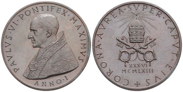 VATICANO. Paolo VI (1963-1978). Medaglia 1963 "Elezione al pontificato". Ae. 44mm; FDC