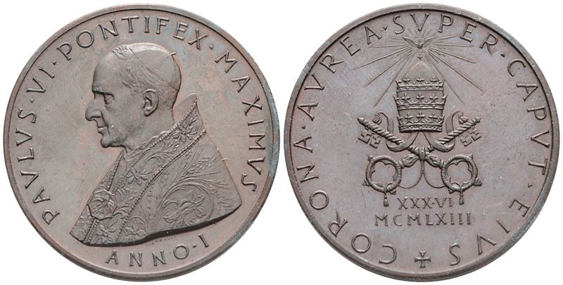 Vaticano. Paolo Vi (1963-1978). Medaglia 1963 "elezione al Pontificato". Ae. 44mm; Fdc