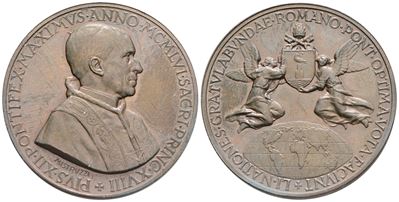 Vaticano. Pio XII (1939-1958), Medaglia 1956 "omaggio del Mondo al Pontificato". Ae; 44mm; Fdc