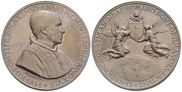 VATICANO. Pio XII (1939-1958), Medaglia 1956 "Omaggio del mondo al pontificato". Ae; 44mm; FDC