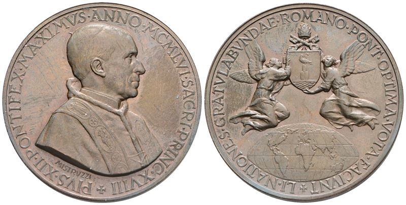 Vaticano. Pio XII (1939-1958), Medaglia 1956 "omaggio del Mondo al Pontificato". Ae; 44mm; Fdc