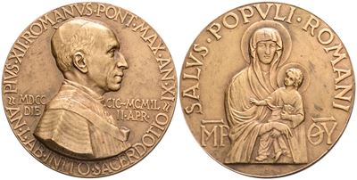 Vaticano. Pio XII (1939-1958). Medaglia 1949 per Li 50 Anni di Sacerdozio. Opus: Mistruzzi. Ae; 6...