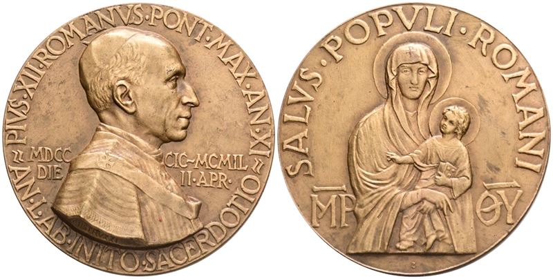 Vaticano. Pio XII (1939-1958). Medaglia 1949 per Li 50 Anni di Sacerdozio. Opus: Mistruzzi. Ae; 6...