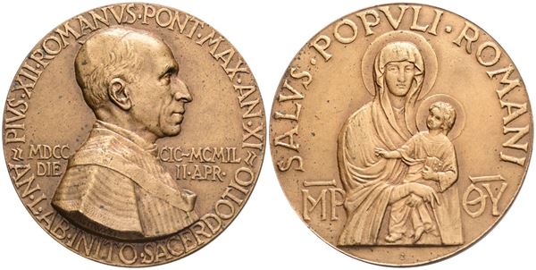 VATICANO. Pio XII (1939-1958). Medaglia 1949 per li 50 anni di sacerdozio. Opus: Mistruzzi. Ae; 60,5mm; qFDC