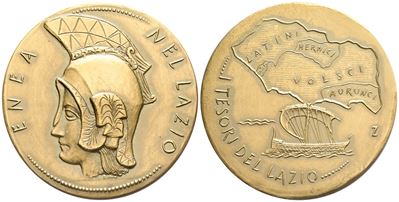 Repubblica Italiana. Medaglia "enea - i Tesori del Lazio". Ae; 50mm; Fdc