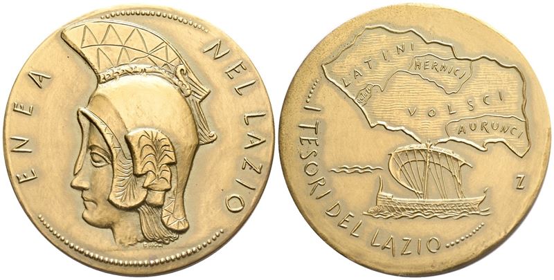 Repubblica Italiana. Medaglia "enea - i Tesori del Lazio". Ae; 50mm; Fdc
