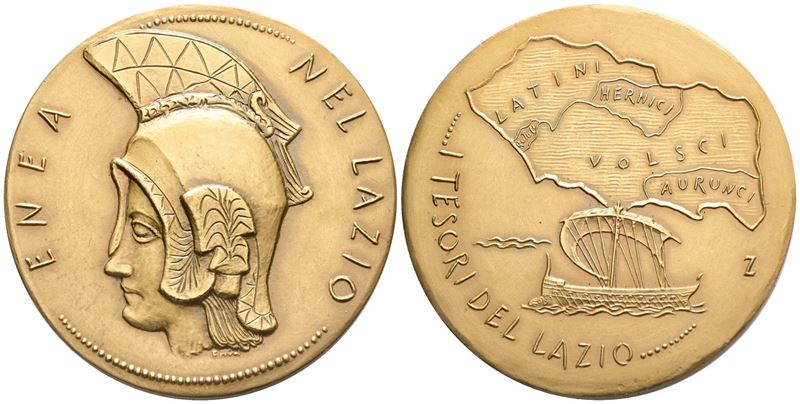 Repubblica Italiana. Medaglia "enea - i Tesori del Lazio". Ae; 50mm; Fdc