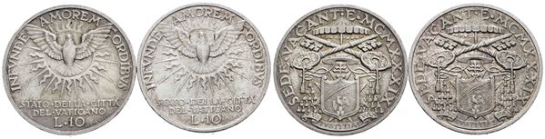 VATICANO. Sede Vacante (1939). 10 lire 1939. Lotto di 2 esemplari. Gig. 94; Ag; 10gr.