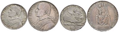 Vaticano. Pio XI (1929-1938). 10 - 5 Lire 1936. Lotto di 2 Esemplari. Ag;