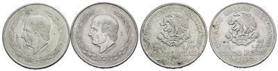 Messico. 5 Pesos 1951-1952. Lotto di 2 Esemplari. Km 467; Ag; 27,78gr