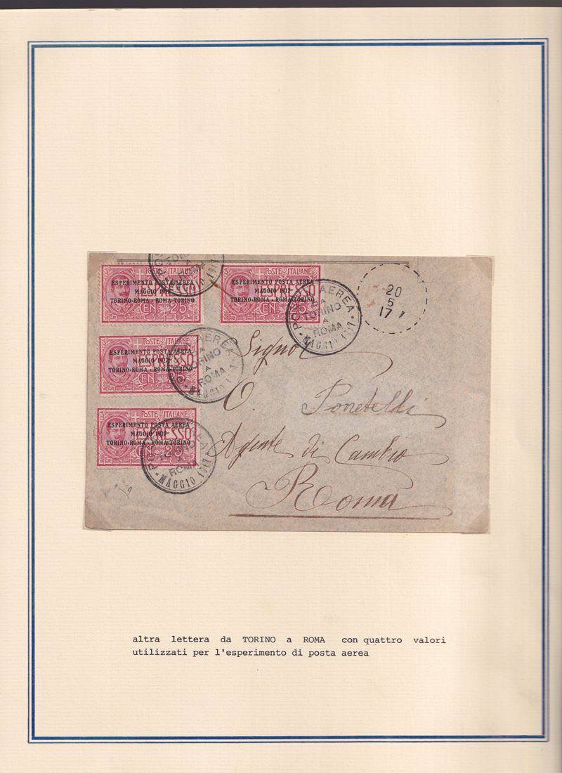 Collezione storica, Esperimento di P. Aerea Torino-Roma (1917), 22 documenti d’epoca