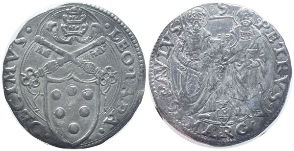 STATO PONTIFICIO. Ancona. Leone X (1513-1521). Giulio; Ag (3,73 g)