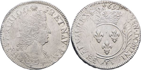 FRANCIA. Tours. Luigi XIV (1643-1715). Écu aux palmes 1694; Ag (26,89 g)