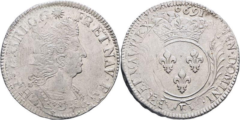 Luigi XIV, Écu aux palmes (Tours), 1694