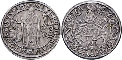 Maximiliano I d’Asburgo, 1/4 di tallero dell’Ordine Teutonico, zec. Hall (c. 1615)