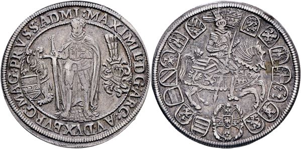 GERMANIA. Ordine teutonico. Massimiliano I d'Austria Gran Maestro. 1/4 di tallero s.d. (c. 1615); Ag (6,90 g)