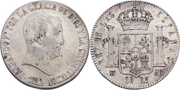 SPAGNA. Madrid. Ferdinando VII di Borbone (1808-1833). 20 reales 1822 
