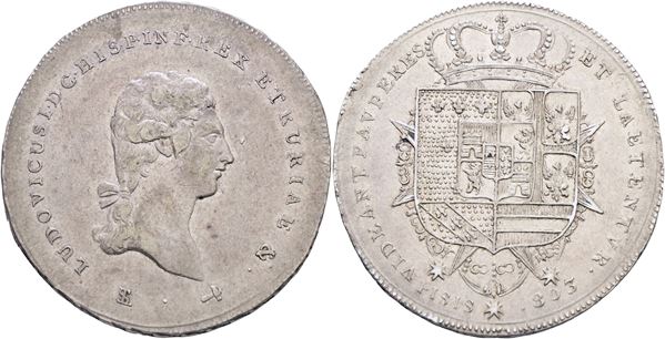FIRENZE. Regno d'Etruria. Ludovico I di Borbone (1801-1803). Francescone da 10 Paoli 1803; Ag (27,50 g)