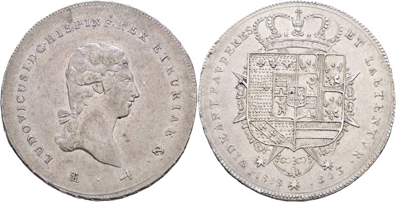 FIRENZE. Regno d'Etruria. Ludovico I di Borbone (1801-1803). Francescone da 10 Paoli 1803; Ag (27...