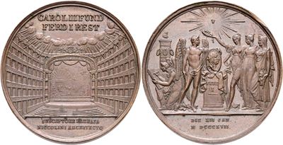 Ferdinando I di Borbone, Medaglia 1817 per la ricostruzione del Teatro San Carlo (Regno delle Due...