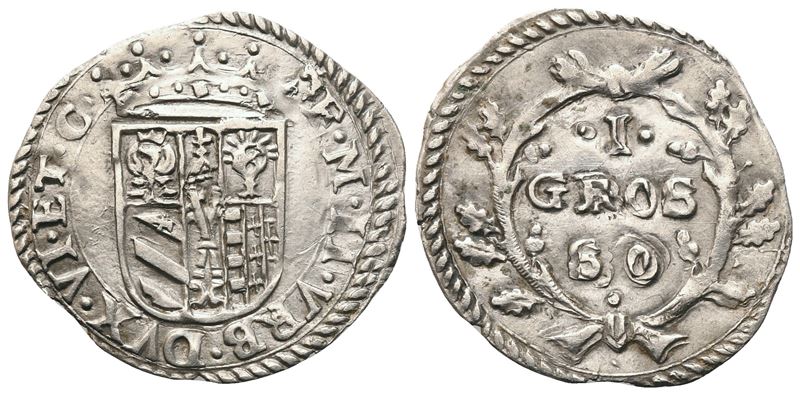 Francesco Maria II della Rovere, Grosso di modulo piccolo (Ag 0,83; 0,83 g, 18,8 mm), Urbino