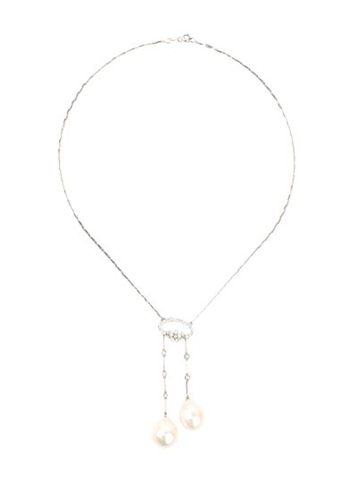Girocollo in oro bianco 18k con diamanti e perle d’acqua dolce