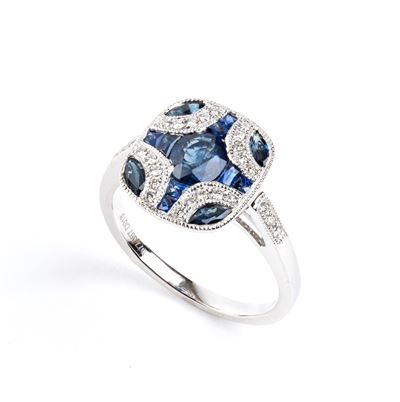 BRANAR, Anello in platino con zaffiri e diamanti