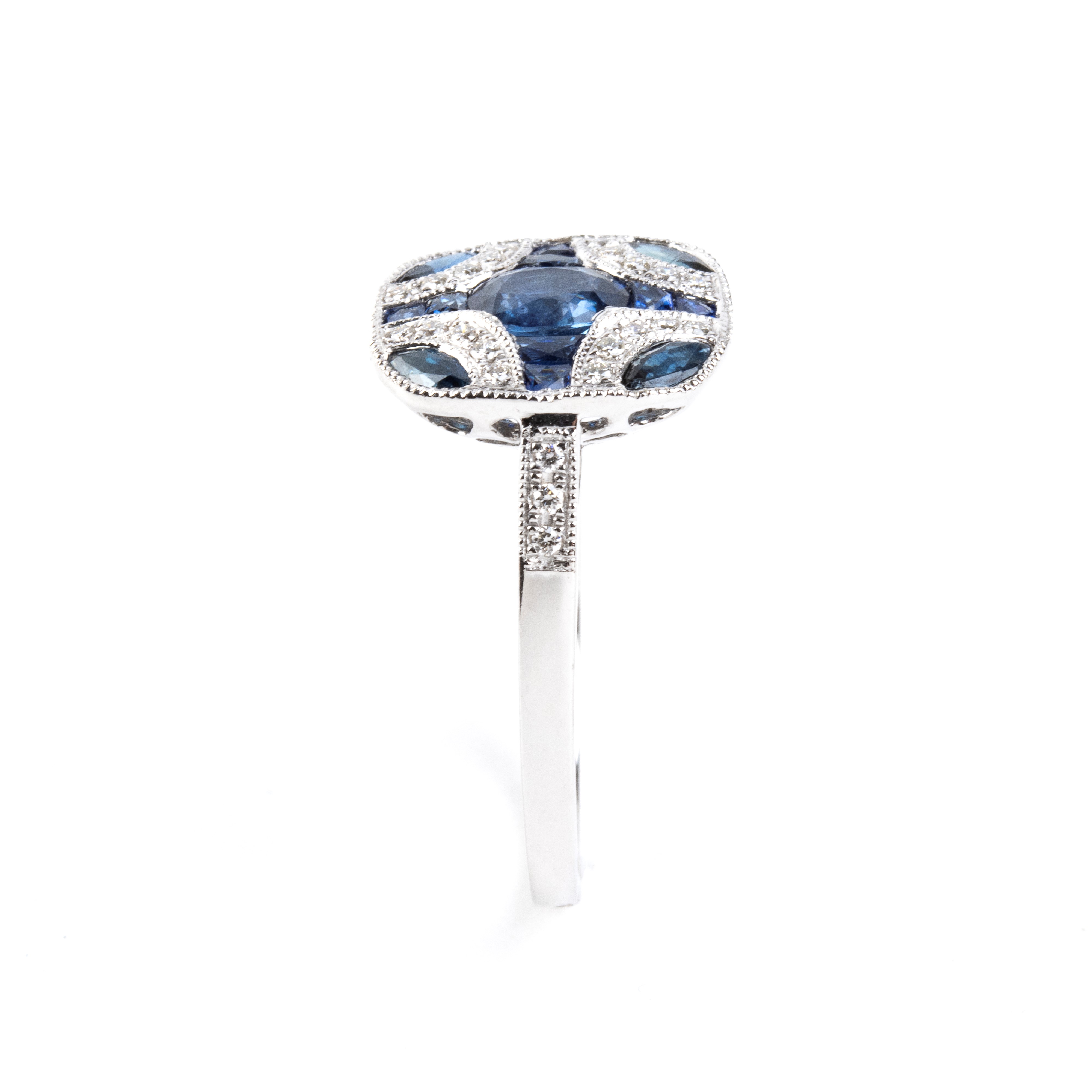 Branar Paris - BRANAR, Anello in platino con zaffiri e diamanti