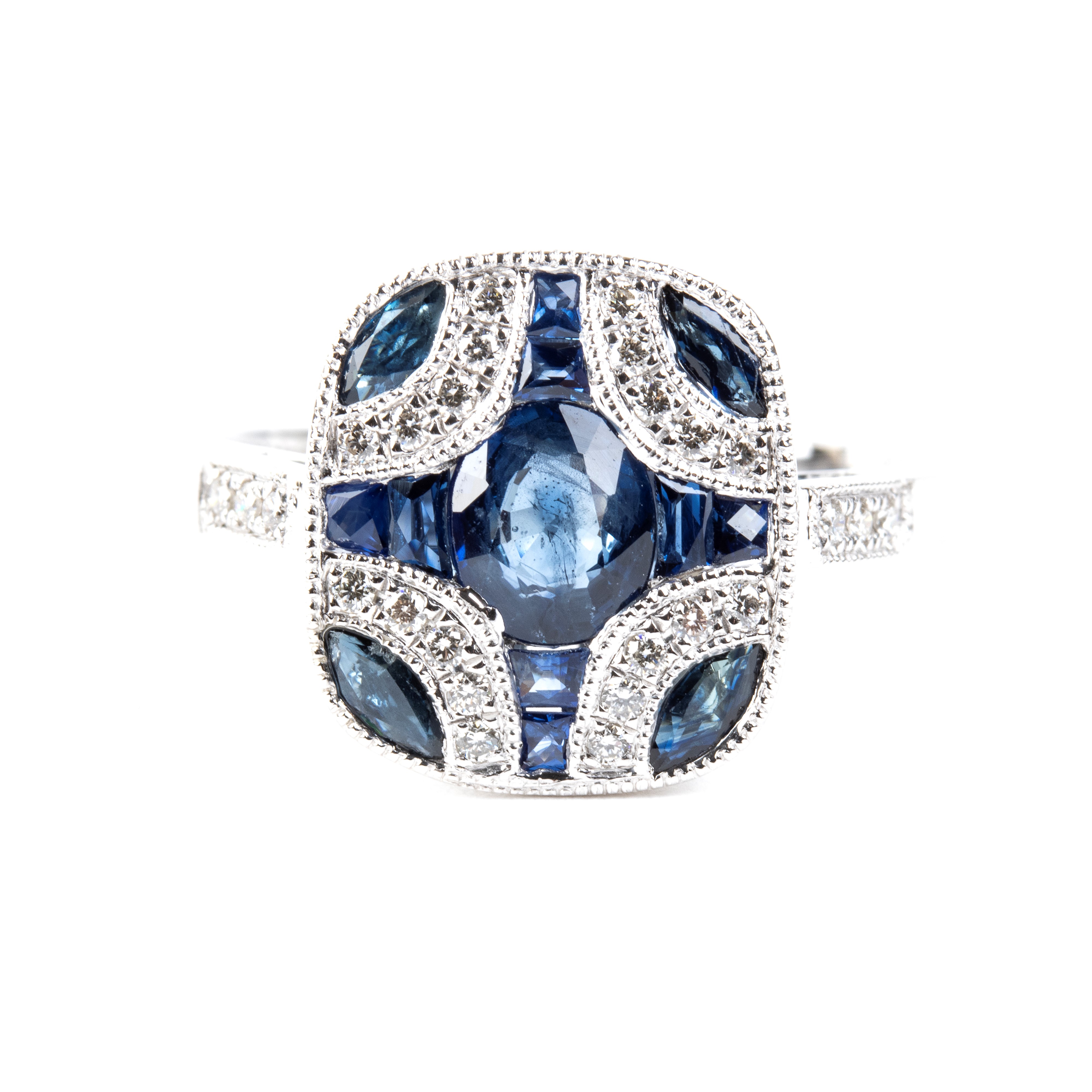 Branar Paris - BRANAR, Anello in platino con zaffiri e diamanti