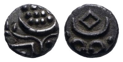 India. Travancore. Ayilyam Thirunal Rama Varma III (1860-1880). 1 Chuckram, 1/28 di Rupia. Ag. 0,...