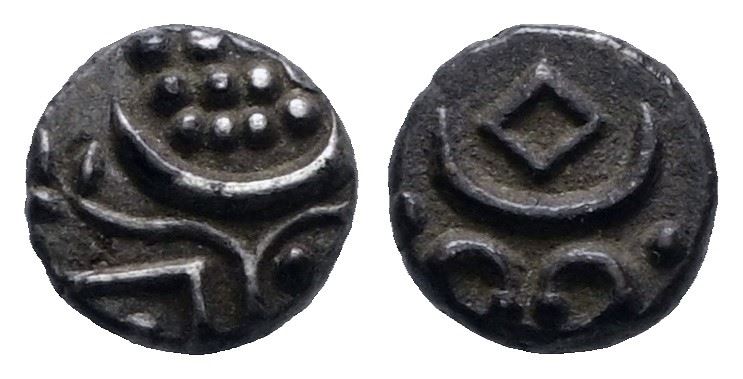 India. Travancore. Ayilyam Thirunal Rama Varma III (1860-1880). 1 Chuckram, 1/28 di Rupia. Ag. 0,...