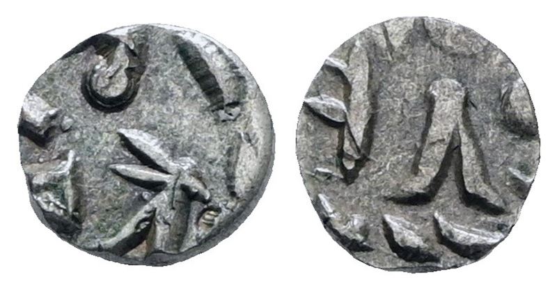 India. Princely States. Fanam., XIX Secolo Ag; 0,30gr: Bb
