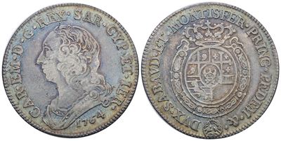 Regno di Sardegna. Torino. Carlo Emanuele III (1730-1773). Mezzo Scudo 1756. Ag. 17,45gr. Raro. B...