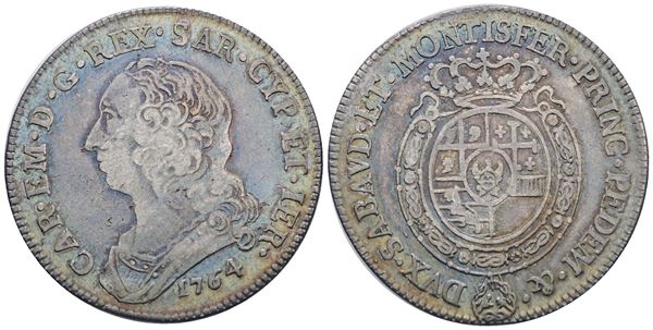 REGNO DI SARDEGNA. TORINO. Carlo Emanuele III (1730-1773). Mezzo scudo 1756. Ag. 17,45gr. Raro. BB, bella patina iridescente.