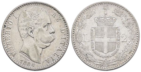 REGNO D'ITALIA. Umberto I (1878-1900). 2 lire 1884. Gig.28; Ag; 10gr. BB+