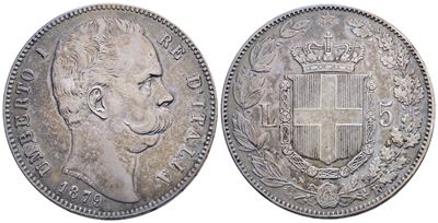 Regno D'italia. Umberto i (1878-1900). 5 Lire 1879. Gig.24; Ag; 25gr. Bb