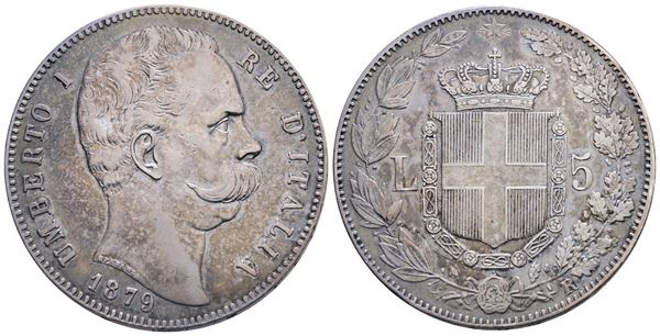 REGNO D'ITALIA. Umberto I (1878-1900). 5 lire 1879. Gig.24; Ag; 25gr. BB
