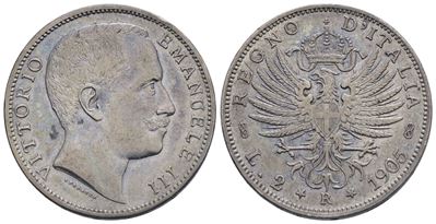 Regno D'italia. Vittorio Emanuele III (1900-1943). 2 Lire 1905 "aquila Sabauda". Ag; 10gr; Gig. 9...