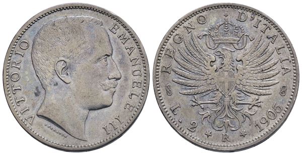 REGNO D'ITALIA. Vittorio Emanuele III (1900-1943). 2 lire 1905 "Aquila sabauda". Ag; 10gr; Gig. 93; BB+
