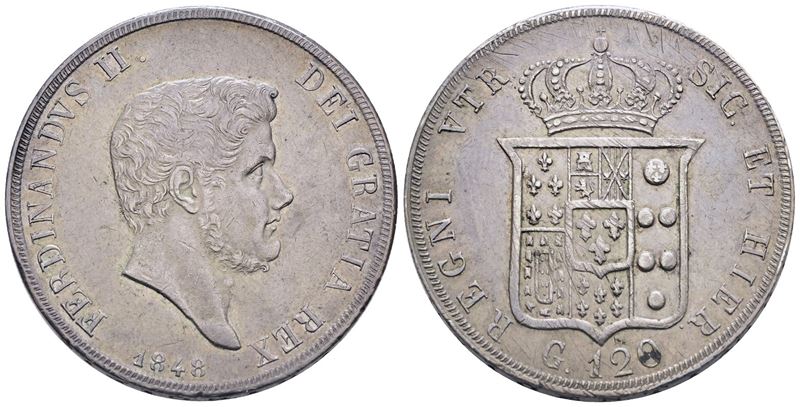 Napoli. Regno delle Due Sicilie. Ferdinando II di Borbone (1830-1859). Piastra da 120 Grana 1848....