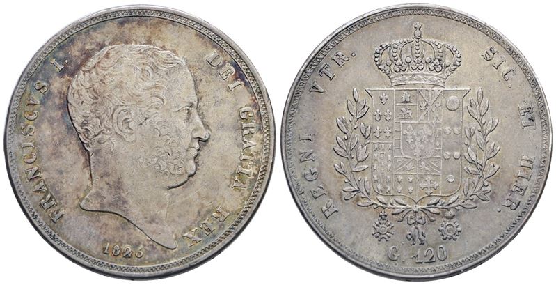 Napoli. Regno delle Due Sicilie. Francesco i di Borbone (1825-1830). Piastra 120 Grana 1825. Ag. ...