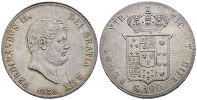 Napoli. Regno delle Due Sicilie. Ferdinando II di Borbone (1830-1859). Piastra da 120 Grana 1856....