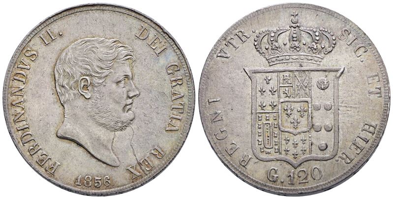 Napoli. Regno delle Due Sicilie. Ferdinando II di Borbone (1830-1859). Piastra da 120 Grana 1856....